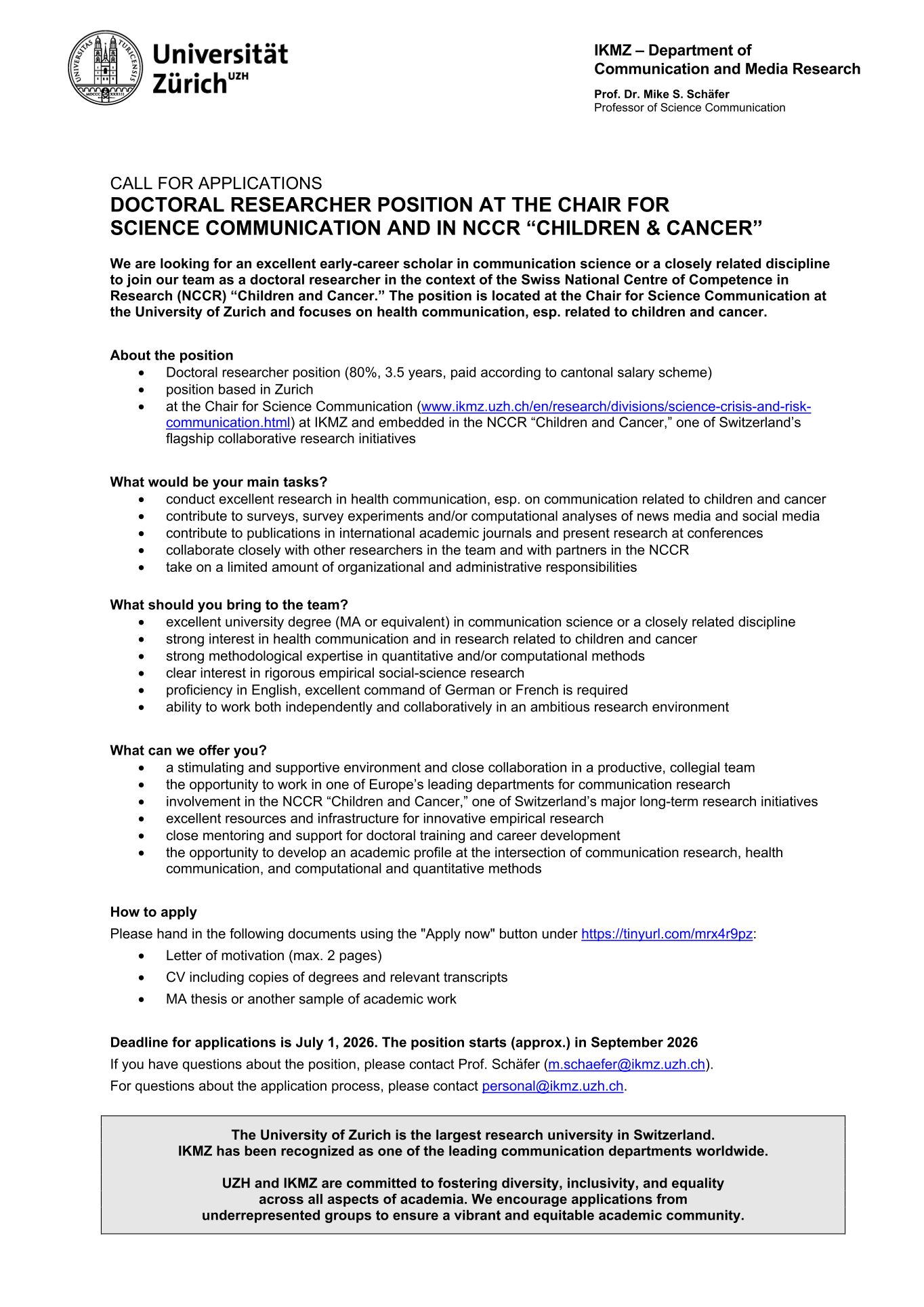 PhD Health Computational Social Science Cancer Switzerland 2026